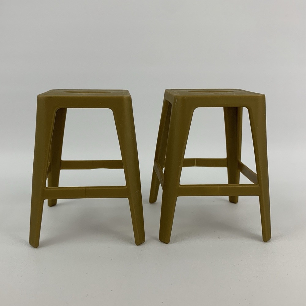 Little Tikes Gold Colored Stools for 12" Dolls Stack 'n Style Wood Dollhouse